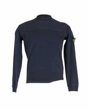 Stone Island Long Sleeve Compass Sweater in Navy Blue Cotton chunky knit discount