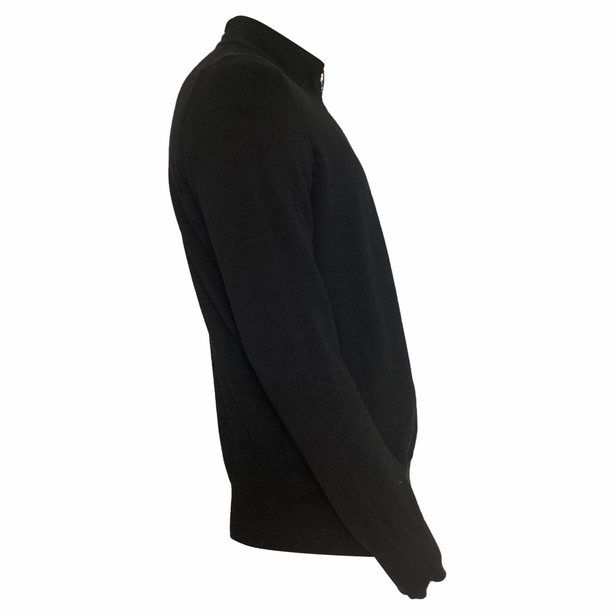 Stone Island Rib Knit Zip Sweater in Black Wool
