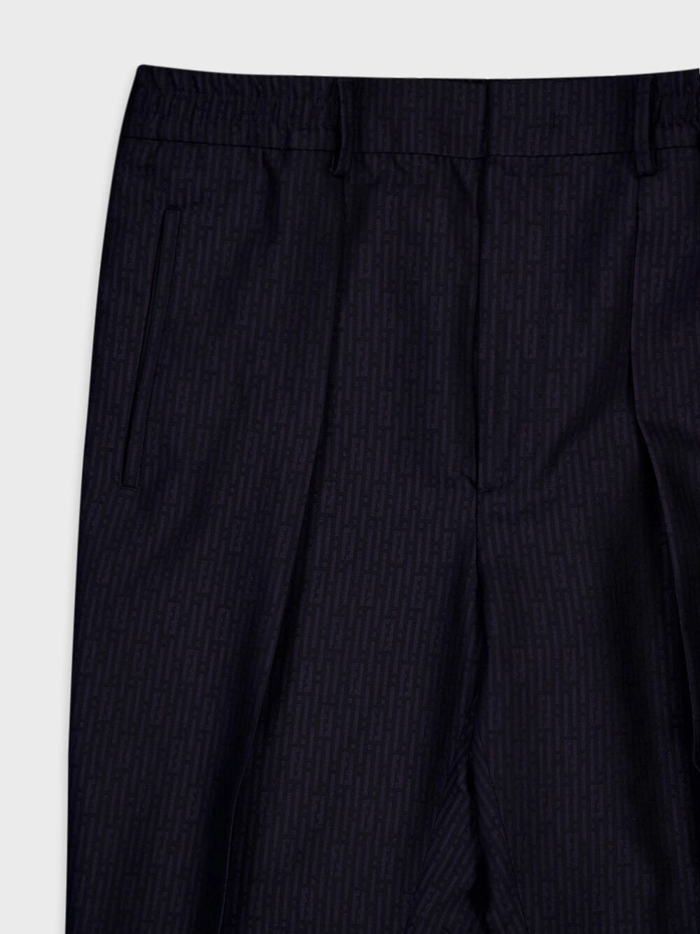 Straight-Cut Blue Wool Trousers