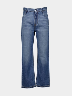 Straight-Cut Long Jeans Bottoms Mens - cheap mens shorts online