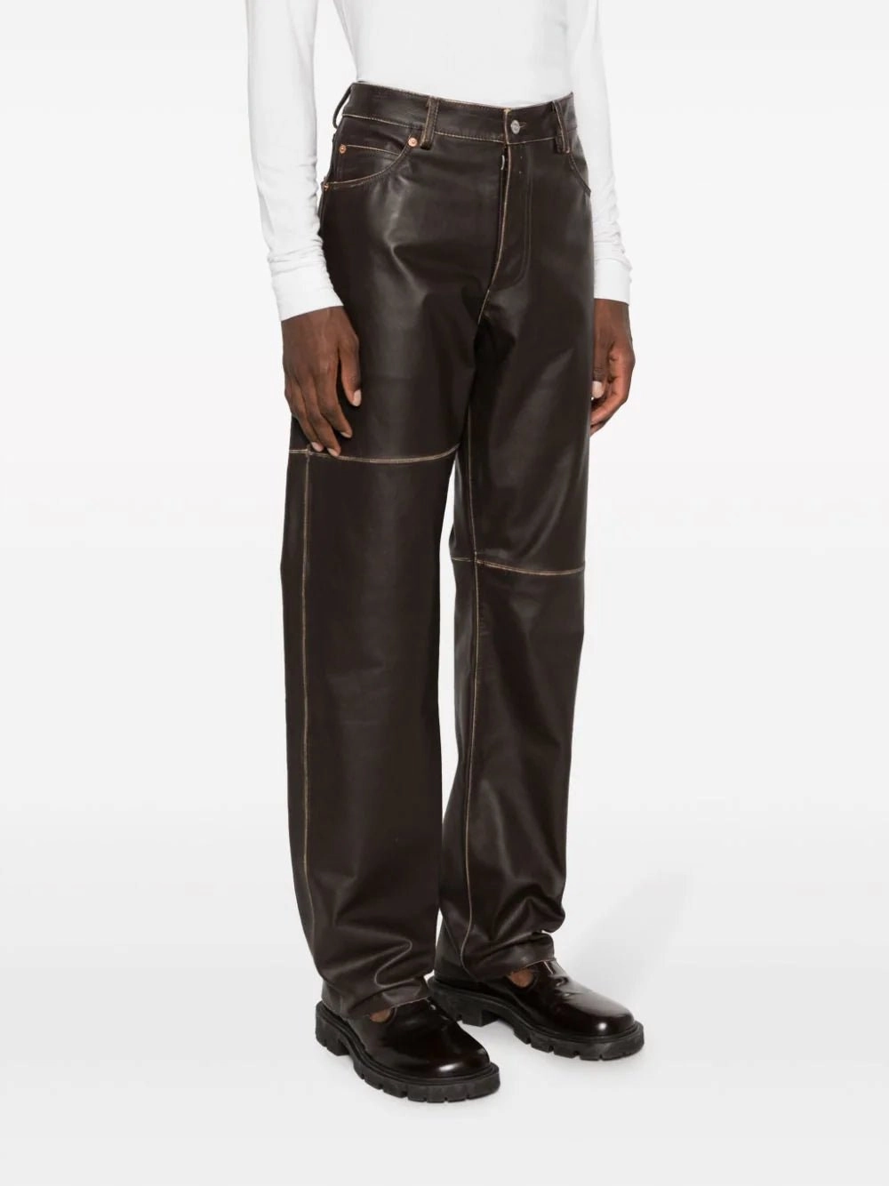 Straight-Leg Leather Trousers