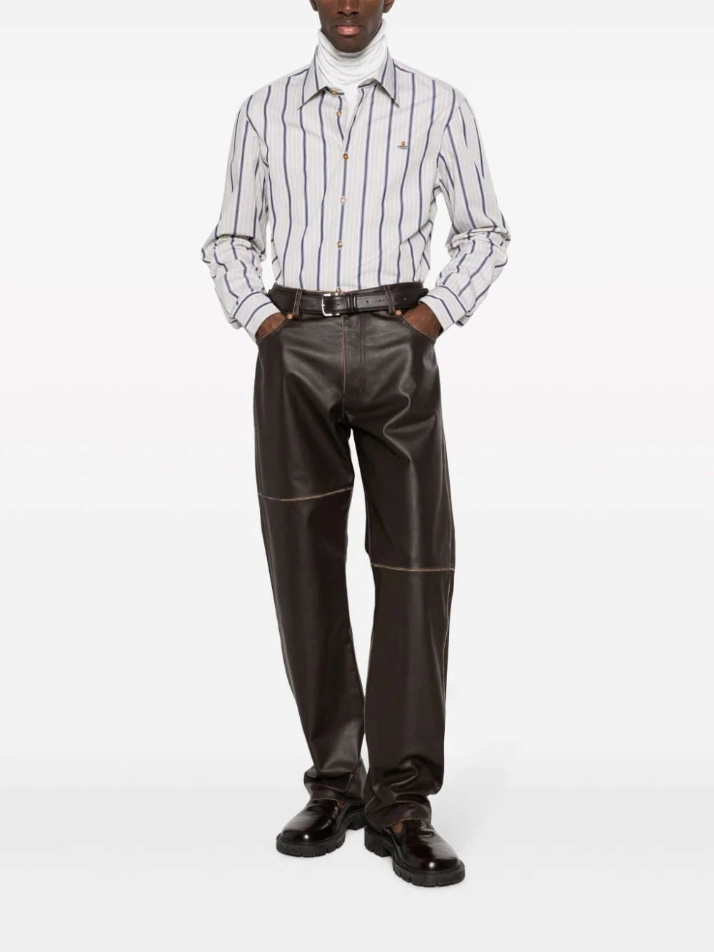 Straight-Leg Leather Trousers