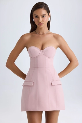Strapless Structured Tulip Mini Dress in Pink Mauve Dresses best price