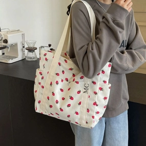 Strawberries Personalised Initial Tote Bag Holiday Collection - holiday outfits clearance