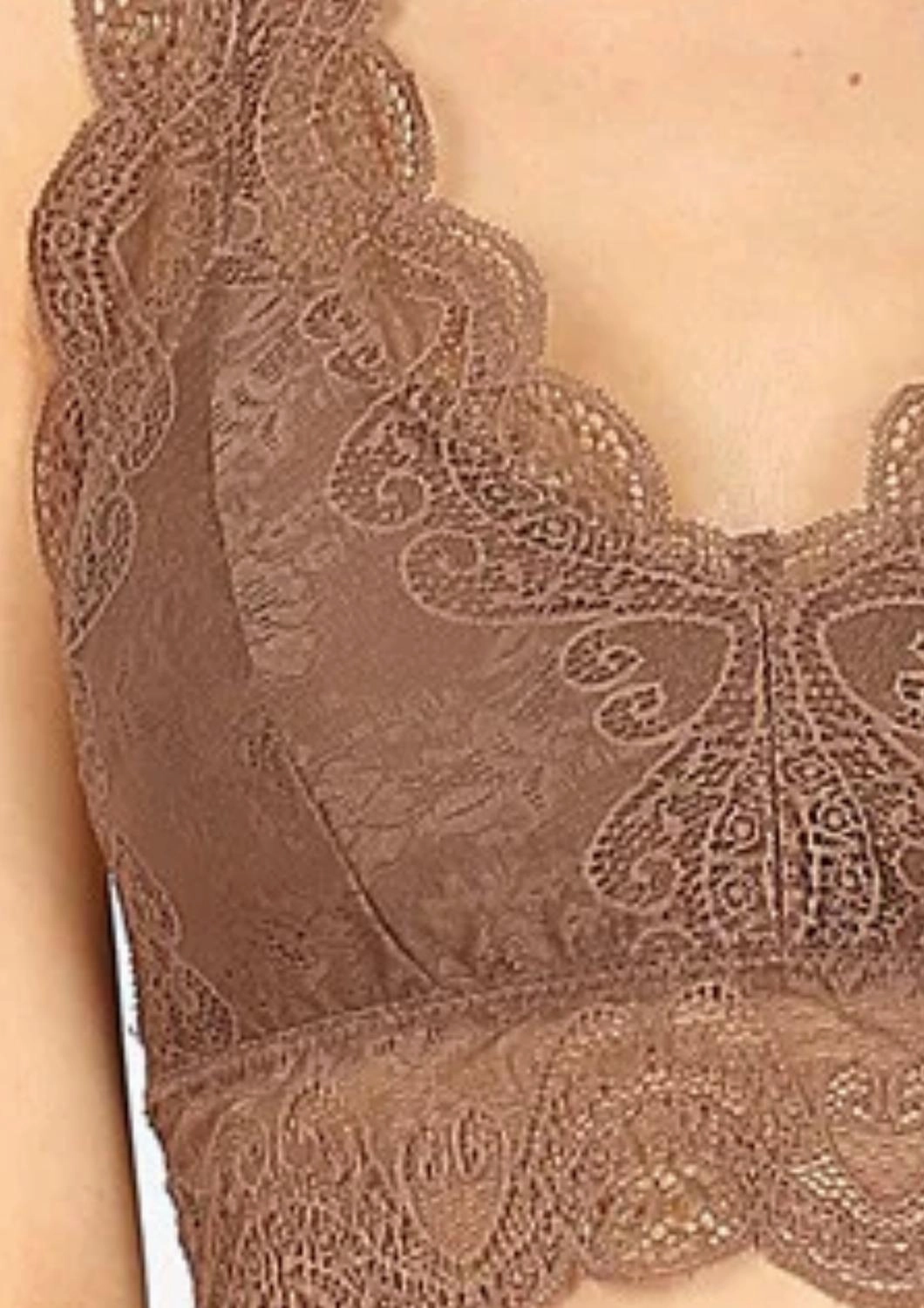 Stretch Lace Padded Bralette In Light Brown