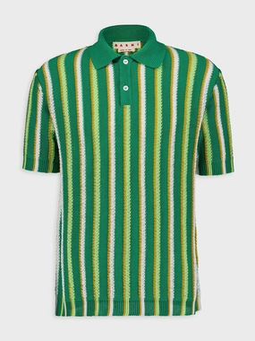 Striped Crochet Polo Shirt Tops Mens - men's t-shirts outlet