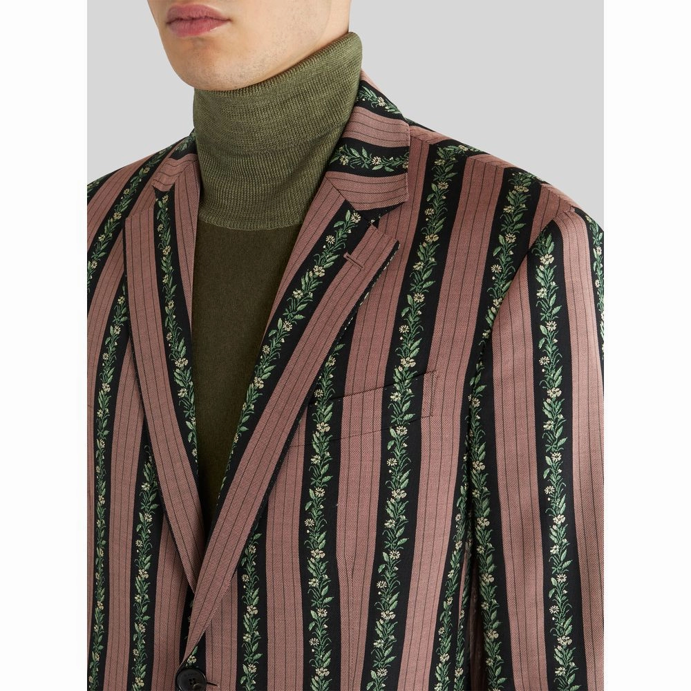 STRIPED FLORAL JACQUARD JACKET