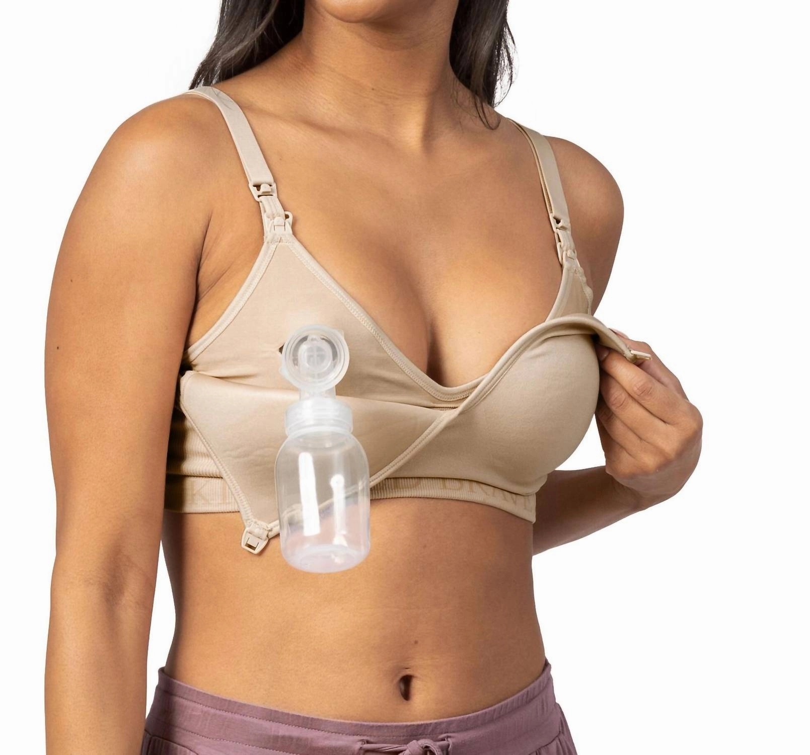 Sublime Contour Hands-Free Pumping & Nursing Bra In Beige
