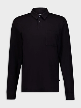 Sueded Jersey Black Rugby Polo Tops Mens - men's t-shirts outlet