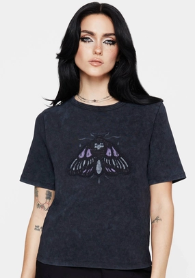 Summertime Cotton Moth Applique T-Shirt Tops Womens - women's blouses clearance