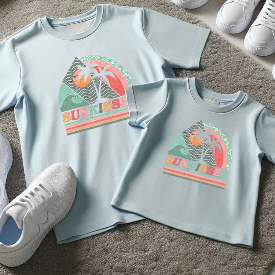 Sunkissed Island Mum Matching T-Shirts- Sky Blue Holiday Collection - holiday outfits clearance