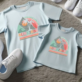 Sunkissed Island Mum Matching T-Shirts- Sky Blue Holiday Collection - holiday outfits clearance
