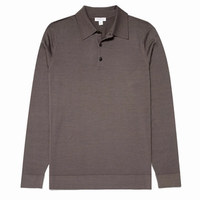 Sunspel Extra-Fine Merino Polo Shirt Cedar mens t-shirts outlet