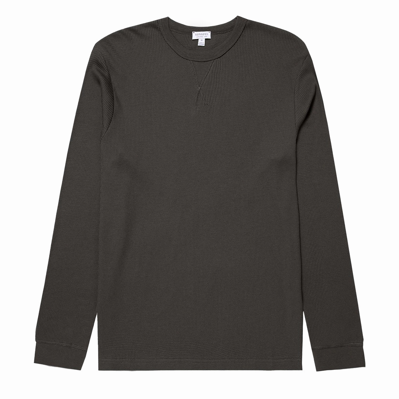 Sunspel L/S Waffle T-Shirt Drill Green henley shirts online