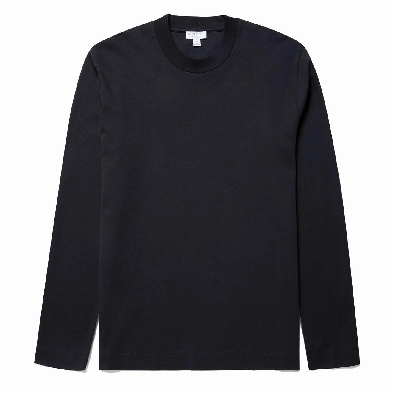 Sunspel Long Sleeve Heavyweight T-shirt Black henley shirts online