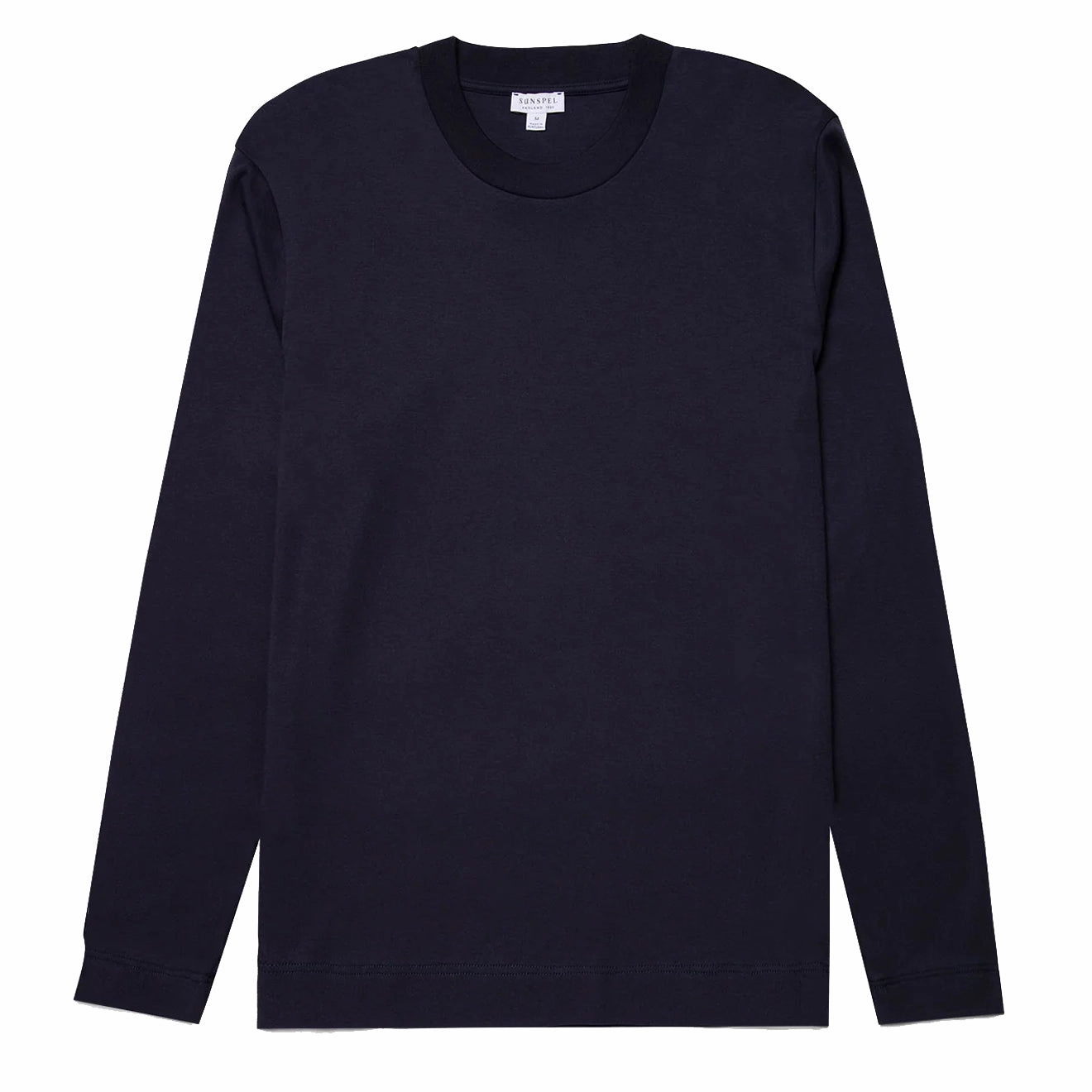 Sunspel Long Sleeve Heavyweight T-shirt Navy henley shirts online