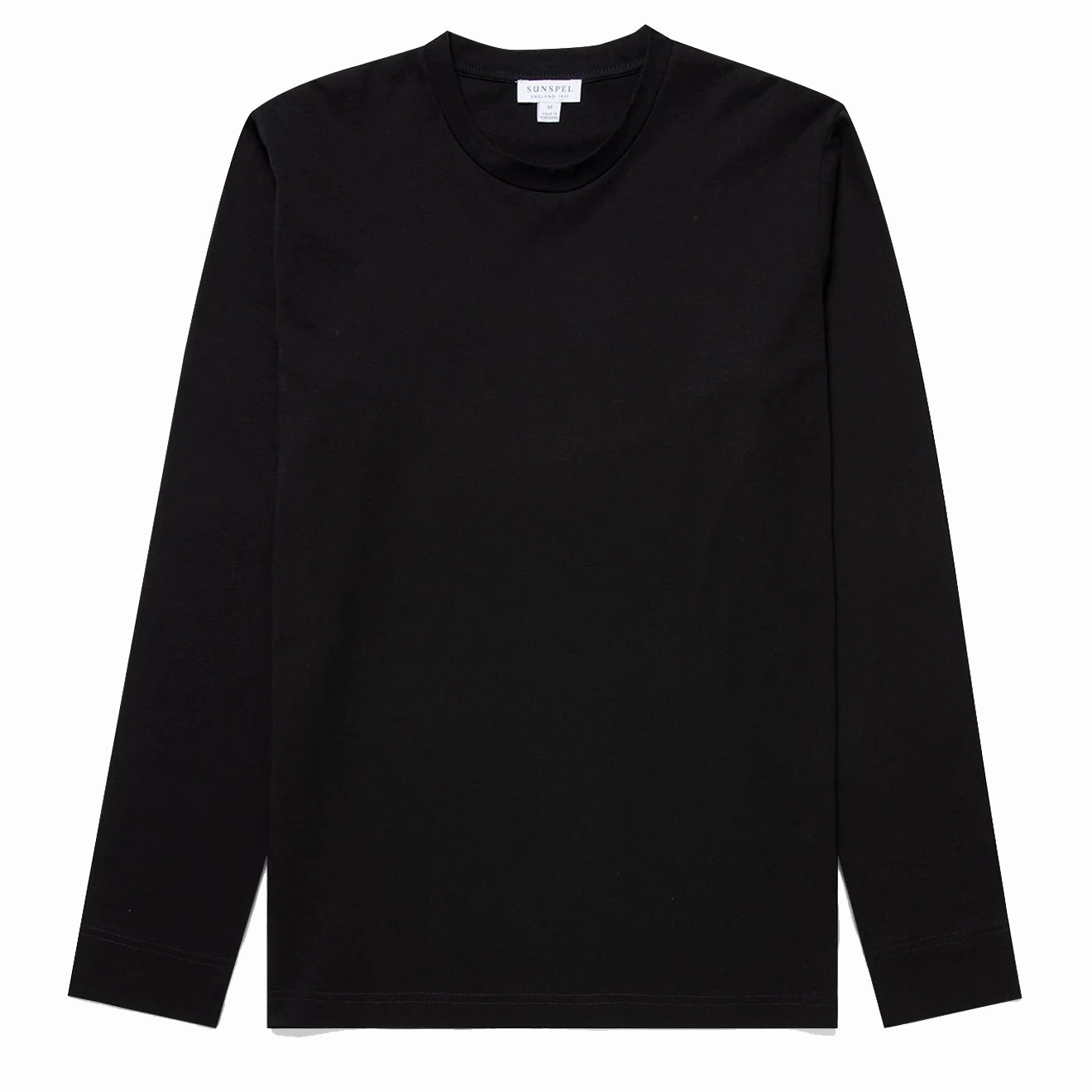 Sunspel Long Sleeve Riviera Midweight T-Shirt Black henley shirts online