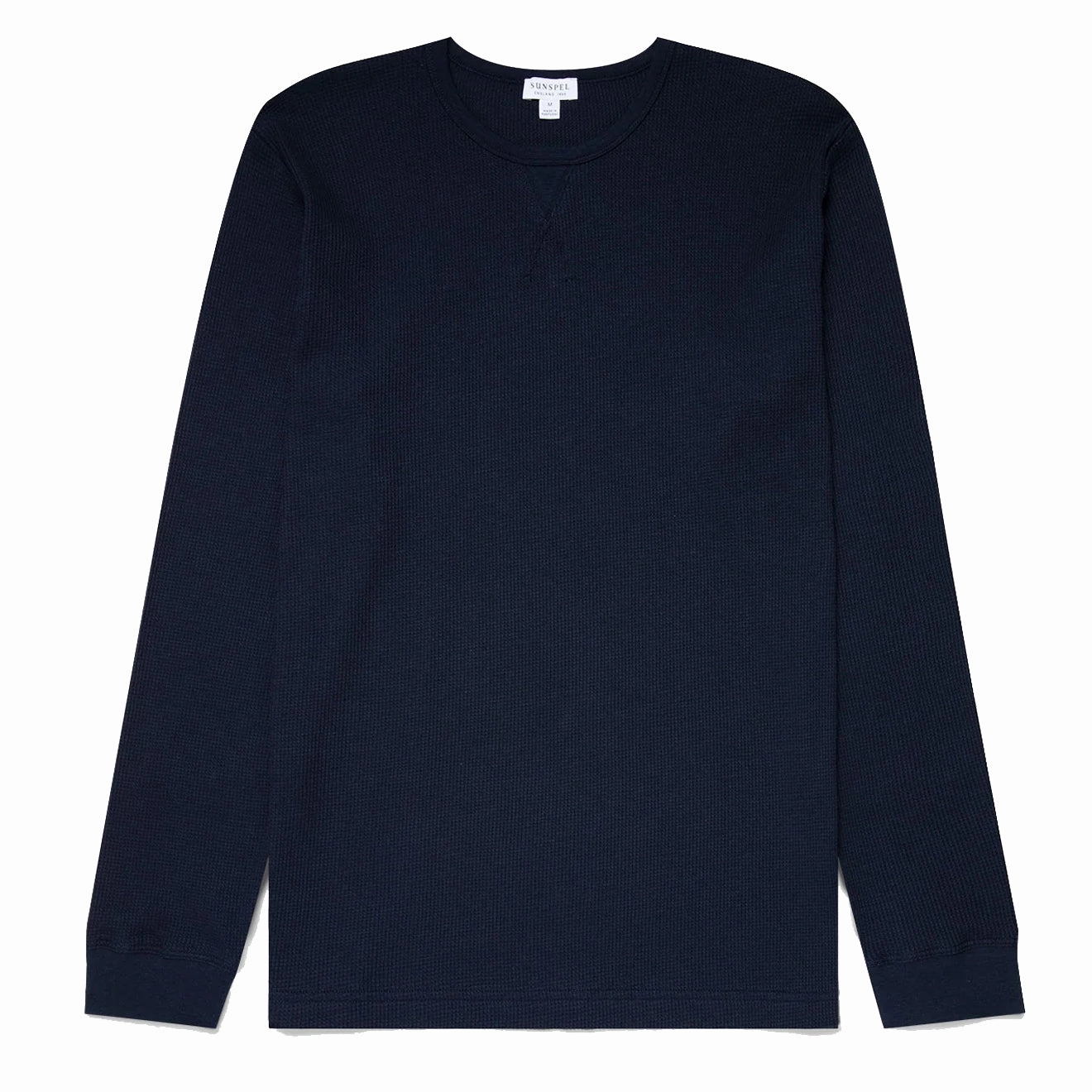 Sunspel Long Sleeve Waffle T-shirt Navy henley shirts online
