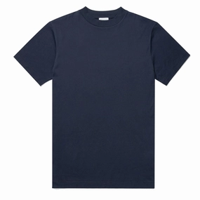 Sunspel Mock Neck T-Shirt Navy henley shirts online