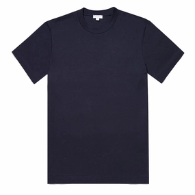 Sunspel Relaxed Fit Heavyweight Supima Cotton TShirt Navy henley shirts online