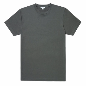 Sunspel Riviera Midweight T-Shirt Drill Green henley shirts online