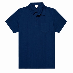 Sunspel Riviera Polo Shirt Real Indigo mens t-shirts outlet