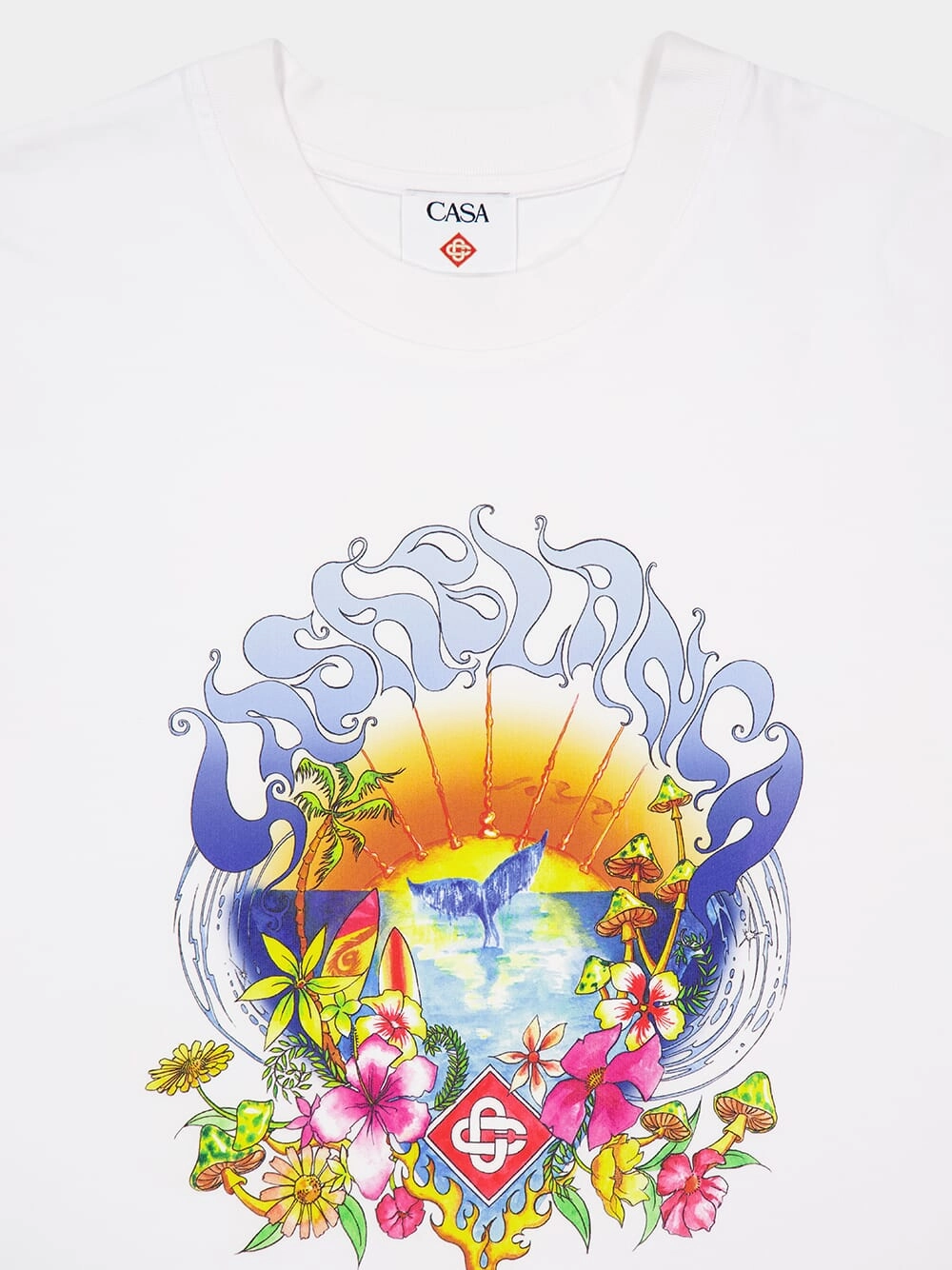 Surf Trip Print White Organic Cotton T-Shirt