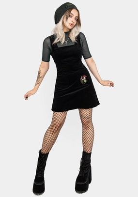 Swamplife Embroidered Cord Mini Pinafore Dress Dresses Womens - women's dresses clearance