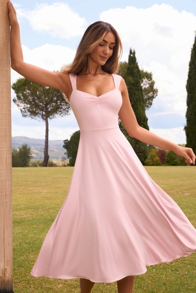 Sweetheart-Neck Ruched Midaxi Dress in Blush cheap Dresses on sale