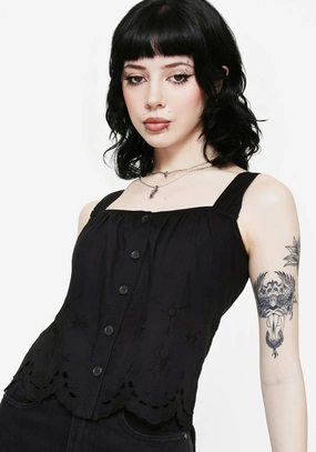 Synthweb Cotton Broderie Hem Cami Top Tops Womens - women's blouses clearance