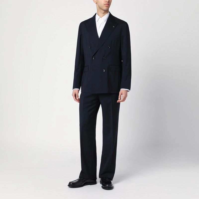 Tagliatore Men's Double-Breasted blue Suit In Virgin Wool