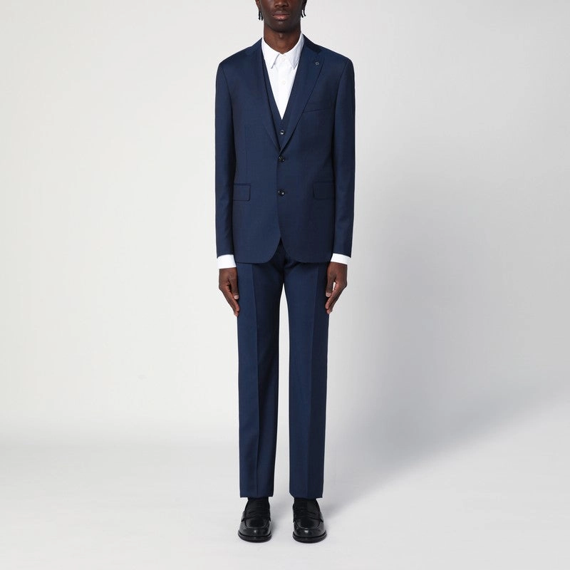 Tagliatore Men's Single-Breasted blue Wool Suit