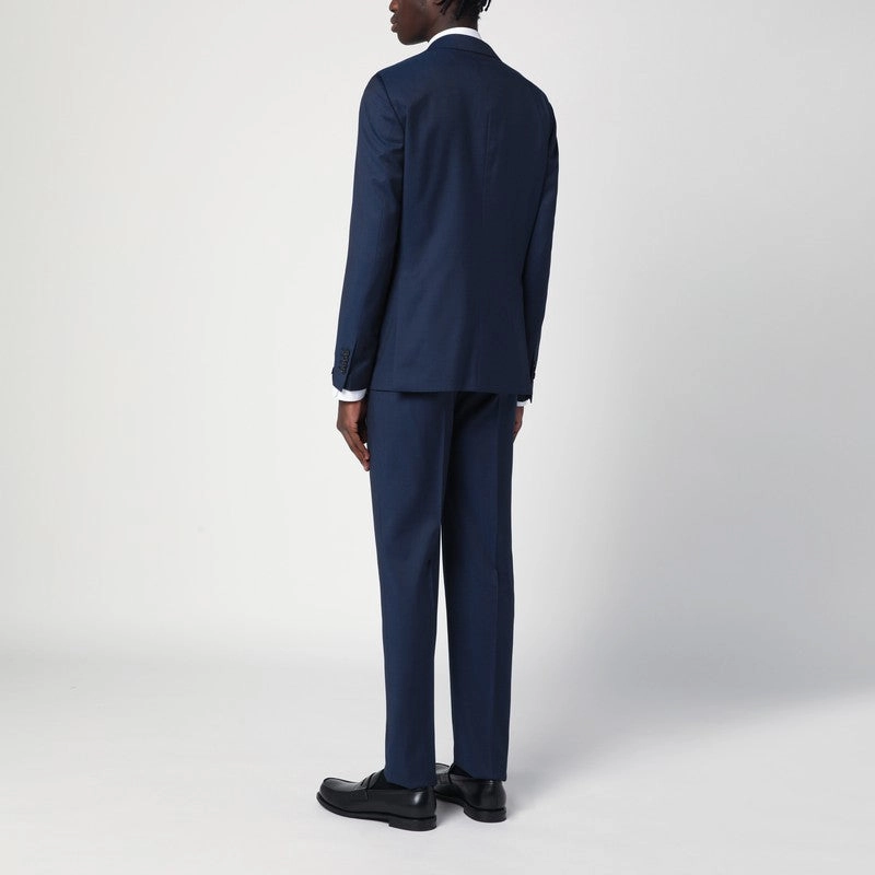 Tagliatore Men's Single-Breasted blue Wool Suit