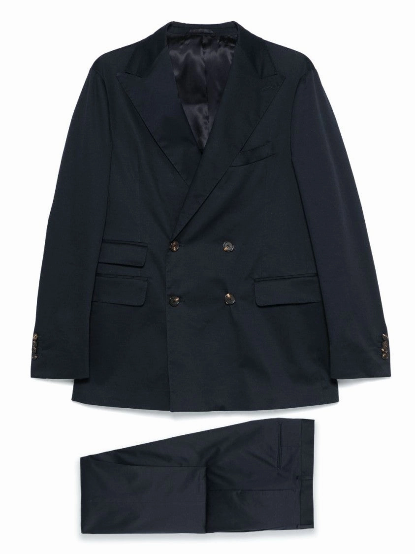 Tailored Navy Blue Double-Breasted Blazer With Straight-Cut Trousers