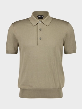 Taupe Short-Sleeve Cotton Polo Shirt Tops Mens - men's t-shirts outlet