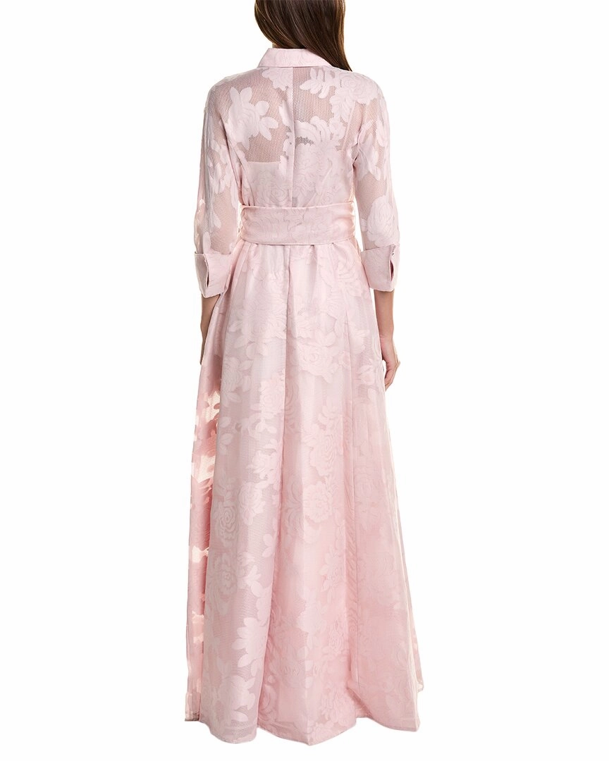 Teri Jon by Rickie Freeman Jacquard Lace Shirt Gown