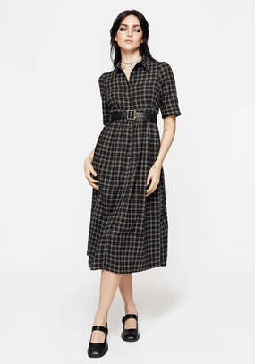 Terra Midi Smock Shirt Dress - Olive Dresses Womens - women's dresses clearance