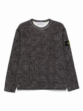 Textured Black Crew Neck Sweater With Signature Logo Patch winter sweaters outlet