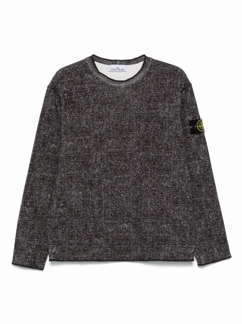 Textured Black Crew Neck Sweater With Signature Logo Patch winter sweaters outlet