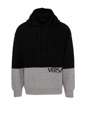 Textured Hooded Wool Sweater designer sweaters outlet