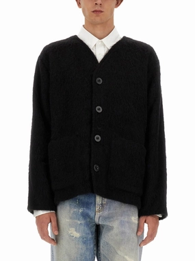 Textured V-Neck Cardigan With Button-Down Front designer sweaters outlet
