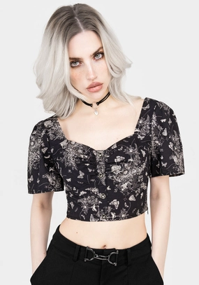 Thalia Button Front Crop Top Tops Womens - women's blouses clearance