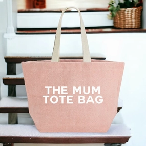 The Mum Tote Bag Washed Jute Holiday Collection - vacation wear sale