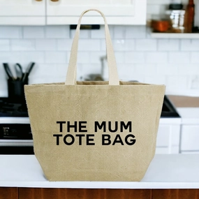 The Mum Tote Bag Washed Jute Holiday Collection - vacation wear sale