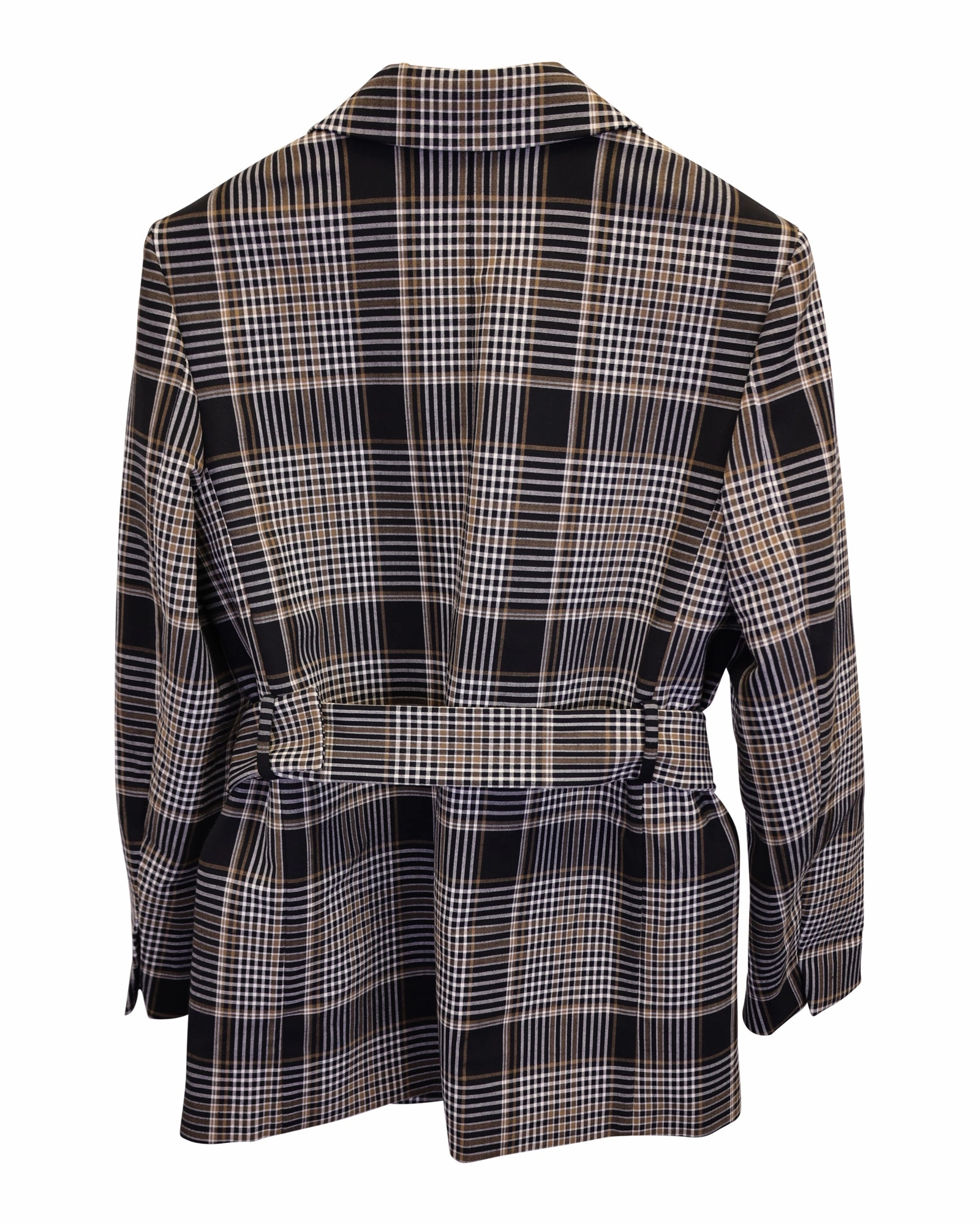 Theory Becket Belted Checked Blazer in Brown Polyester and Wool
