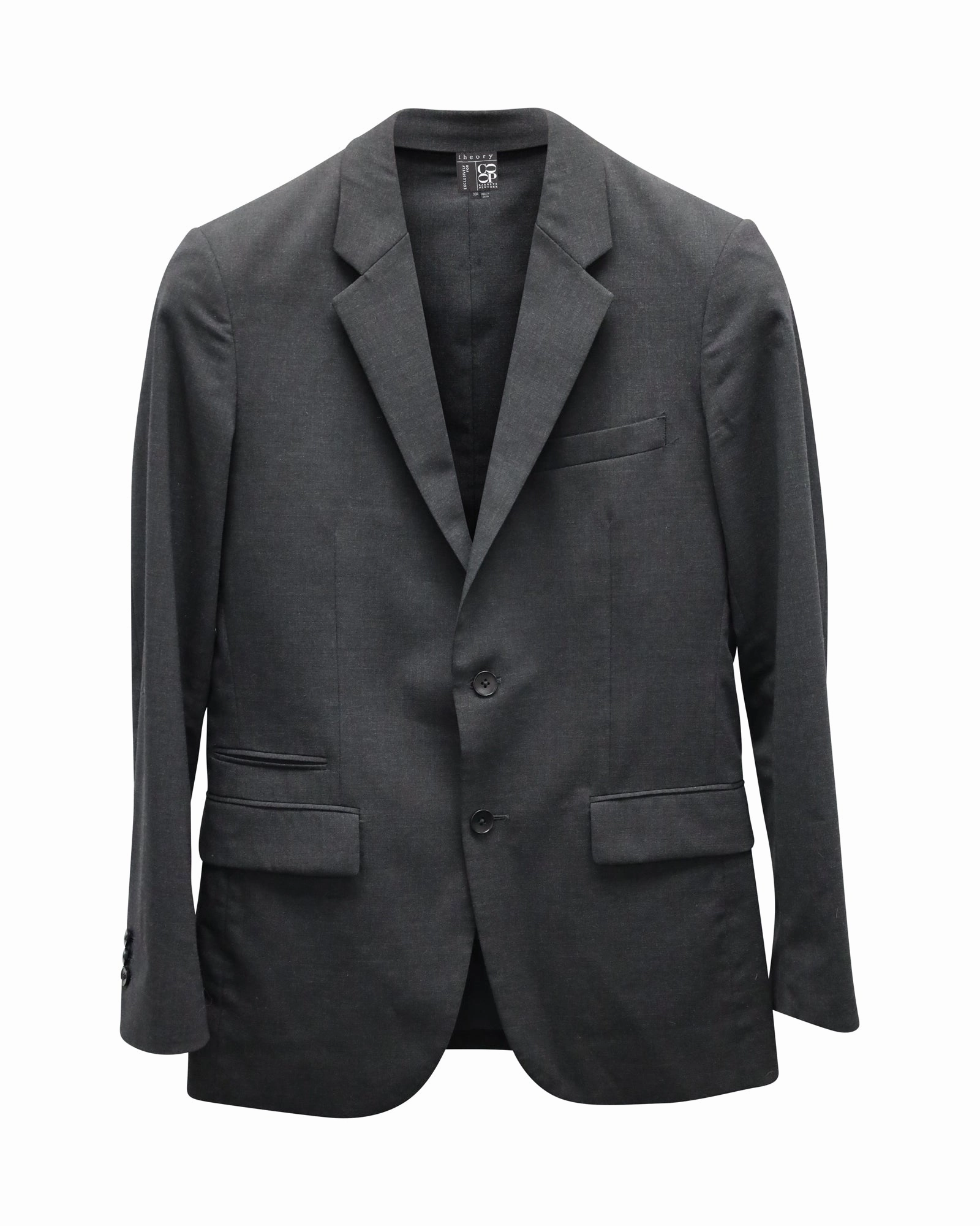 Theory Tailored Single-Breasted Blazer in Grey Wool