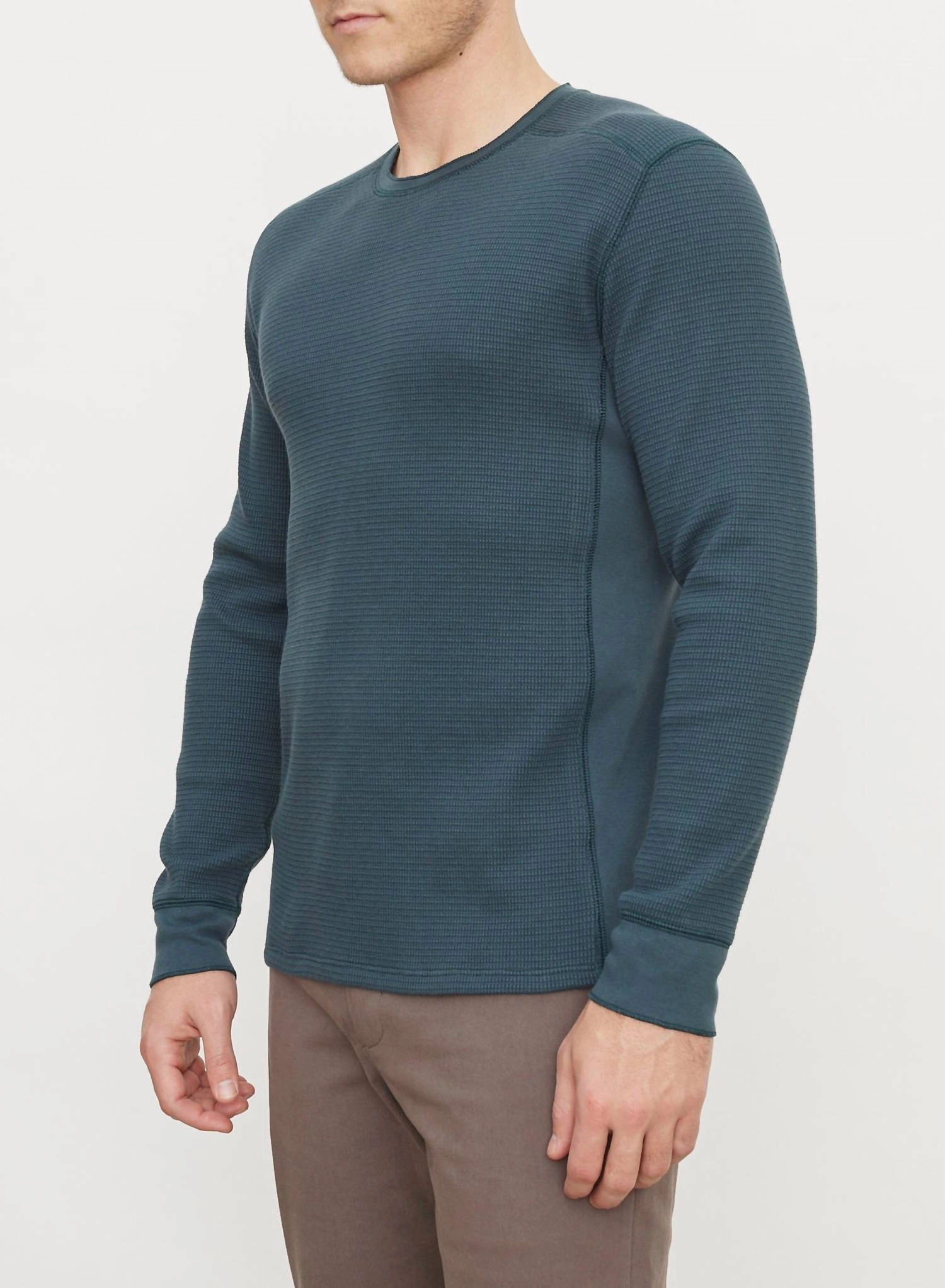 Thermal Long-Sleeve Crew Neck Pullover In Deep Teal