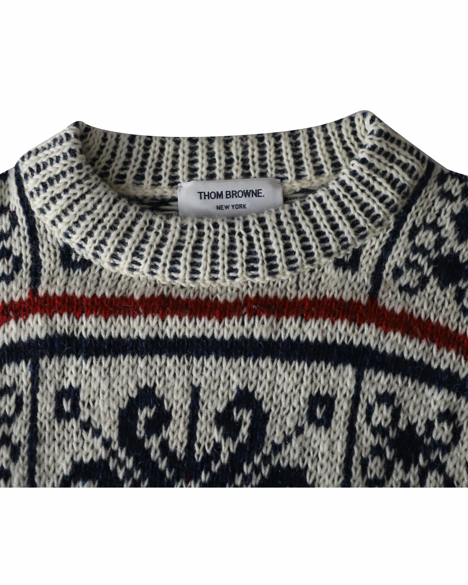 Thom Browne Fair Isle Crewneck Sweater in Multicolor Wool and Mohair