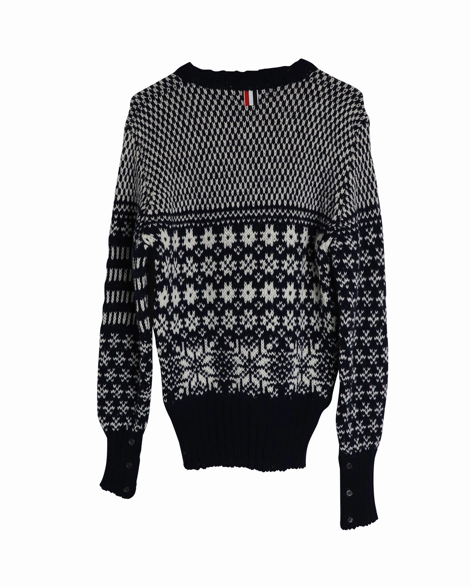 Thom Browne Snowflake Motif Fair Isle Crewneck Sweater in Multicolor Wool and Mohair