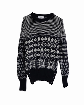 Thom Browne Snowflake Motif Fair Isle Crewneck Sweater in Multicolor Wool and Mohair chunky knit discount